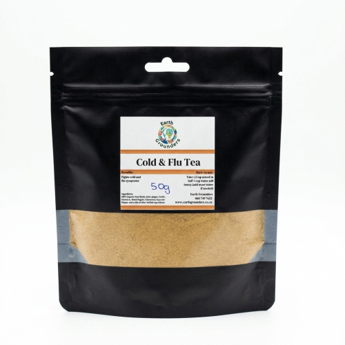 Earth Grounders Organic Cold & Flu Tea (50g) – Natural Immune Support Powder with Ginger, Garlic & Turmeric